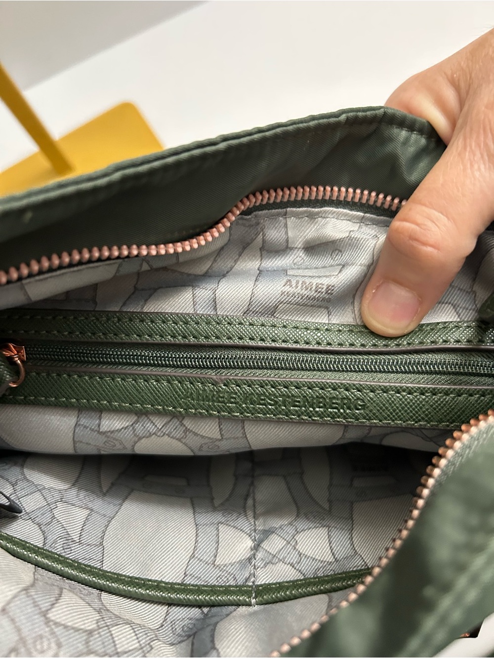 Aimee Kestenberg - Tyler Nylon Olive Green Crossbody with Rose Gold Hardware - Picture 9 of 13